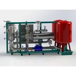 Hot water heating system, thermal oil or steam heated