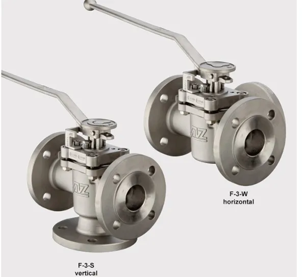 Three way plug valve with ISO