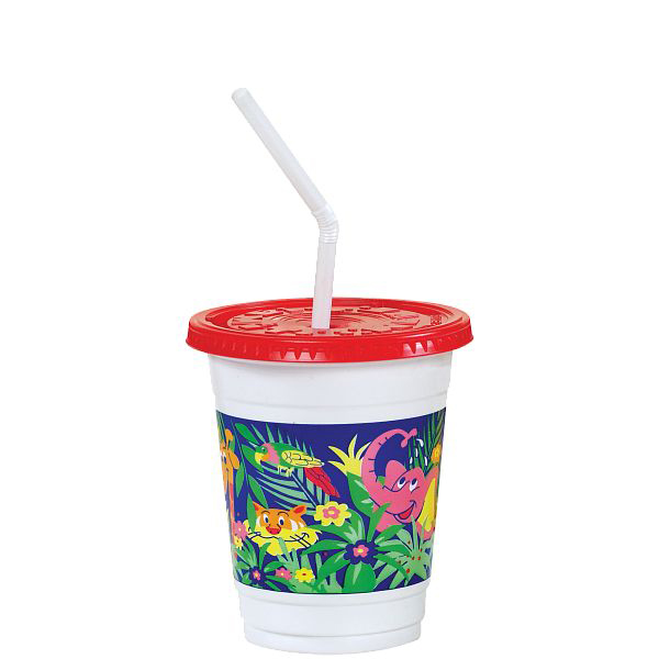 Plastic Kids Cup with Lid and Straw