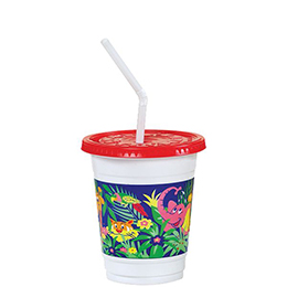 Plastic Kids Cup with Lid and Straw