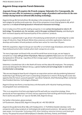 Argynnis Group acquires French Solaronics