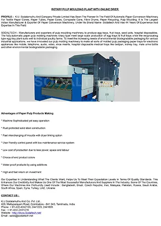 ROTARY PULP MOULDING PLANT WITH ONLINE DRIER