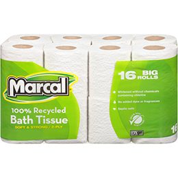 Marcal #16466, 100% Recycled Soft & Strong Two-Ply Big 16 Roll Bath Tissue GS1