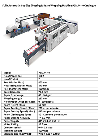 Fully Automatic Cut-Size Sheeting & Ream Wrapping Machine PCMA4-10 Catalogue