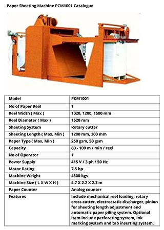 Paper Sheeting Machine PCM1001 Catalogue