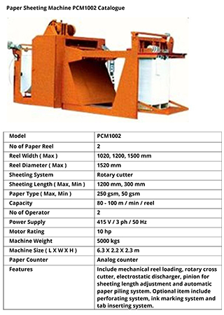Paper Sheeting Machine PCM1002 Catalogue