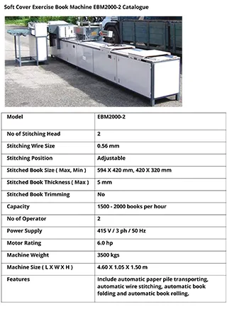 Soft Cover Exercise Book Machine EBM2000-2 Catalogue