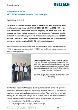 NETZSCH Pumps & Systems does the triple