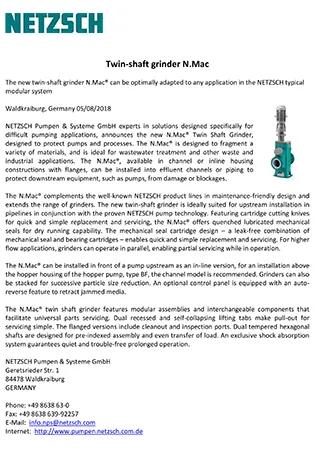 The new twin-shaft grinder N.Mac? can be optimally adapted to any application in the NETZSCH typical modular system