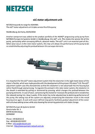 The xLC® stator adjustment unit triples service life of the pump