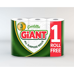 Gentille Giant 3 Pack, 18 or 36 Rolls