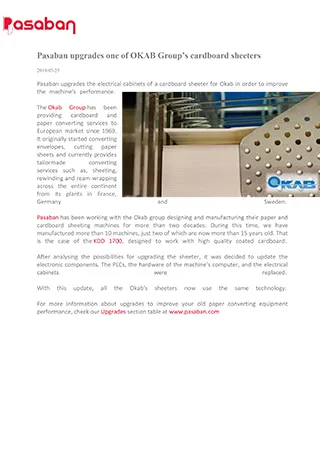 Pasaban upgrades one of OKAB Group