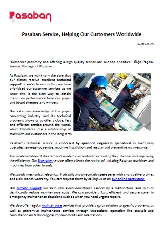 Pasaban Service, Helping Our Customers Worldwide
