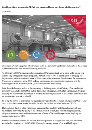 Would you like to improve the OEE of your paper and board sheeting or winding machine