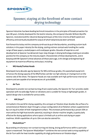 Spooner, staying at the forefront of non-contact  drying technology