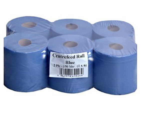 Blue Centrefeed Roll Embossed