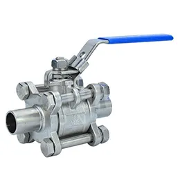 Economy Manual Sanitary 3 Piece Ball Valve - Weld Ends