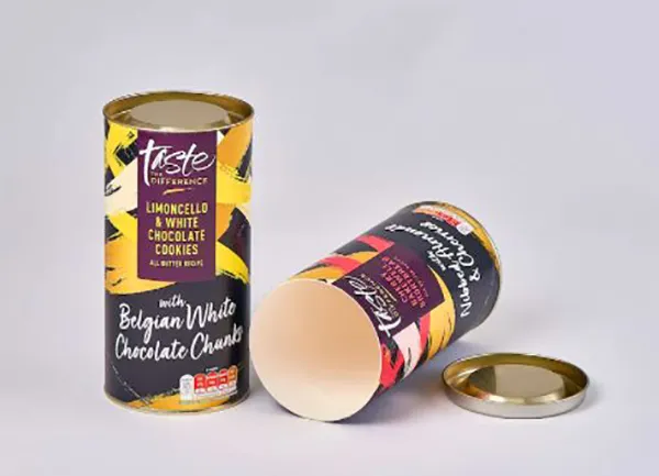 One Piece Cardboard Tube with Metal Base and Metal Lid