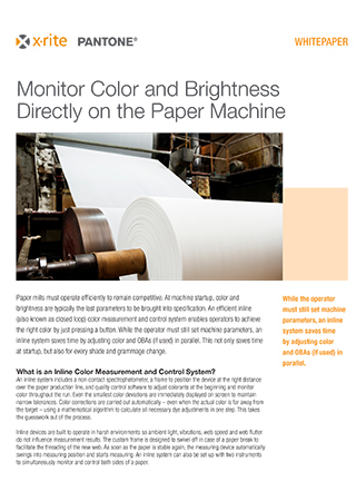 Monitor Color and Brightness  Directly on the Paper Machine