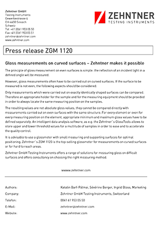 Gloss measurements on curved surfaces - Zehntner makes it possible